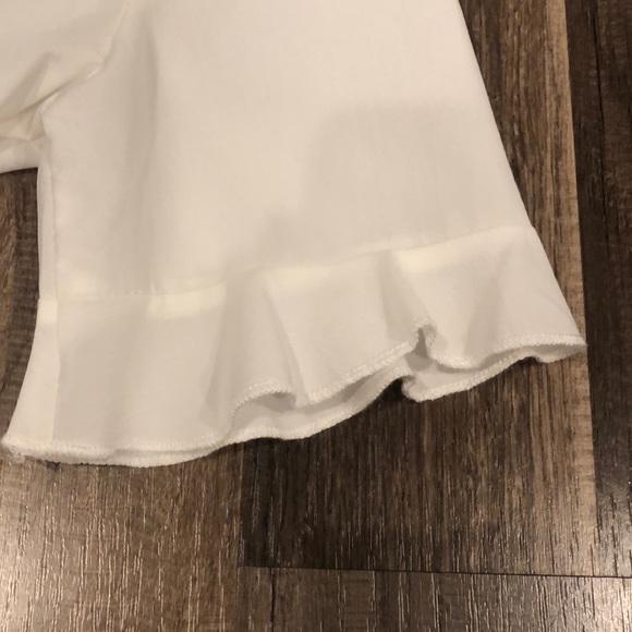 White Cropped Cross Front Shirt - Picture 5 of 6